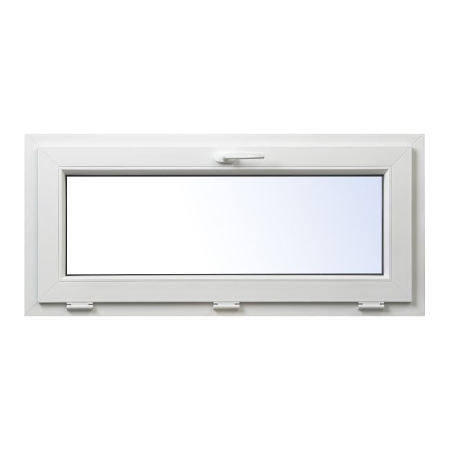 Hvidt tophængt PVC-vindue med dobbeltglas 1165 x 535 mm