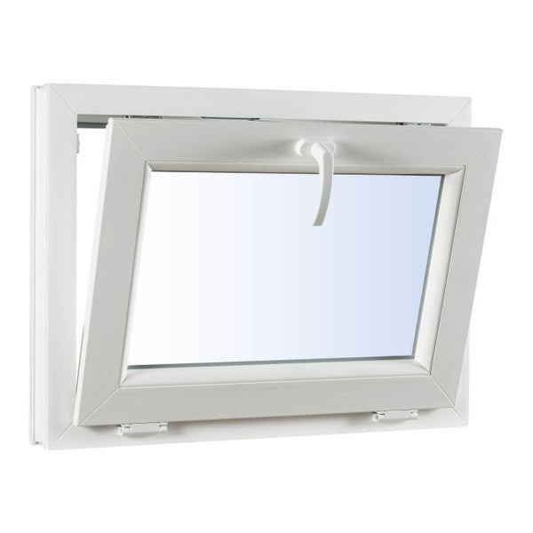 Hvidt PVC-vindue med vippefunktion og tredobbelt glas 1165 x 535 mm