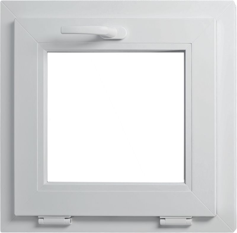 Hvidt PVC-vindue med vippefunktion og tredobbelt glas 565 x 535 mm