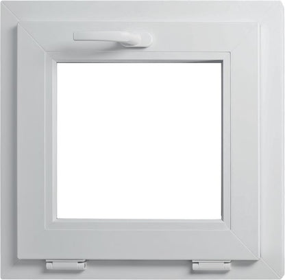 Hvidt PVC-vindue med vippefunktion og tredobbelt glas 565 x 535 mm