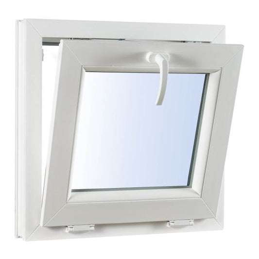 Hvidt PVC-vindue med vippefunktion og tredobbelt glas 565 x 535 mm