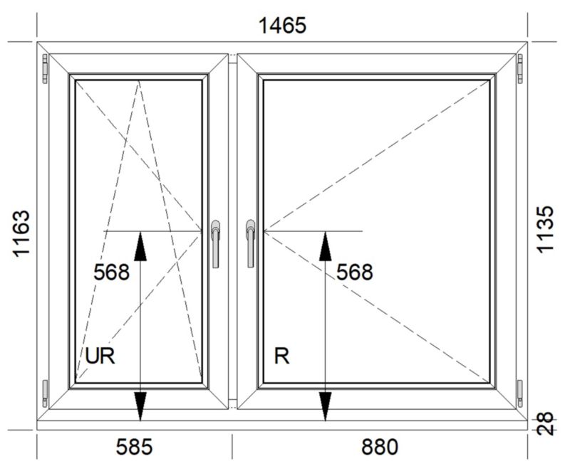 PVC-vindue 1465x1135 RU R P hvid 3