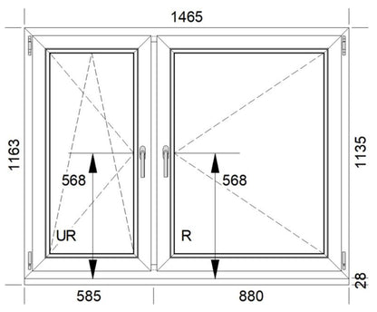PVC-vindue 1465x1135 RU R P hvid 3
