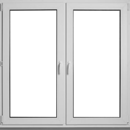 PCV-vindue med to åbningstyper og dobbeltrude 1465 x 1435 mm symmetrisk hvidt