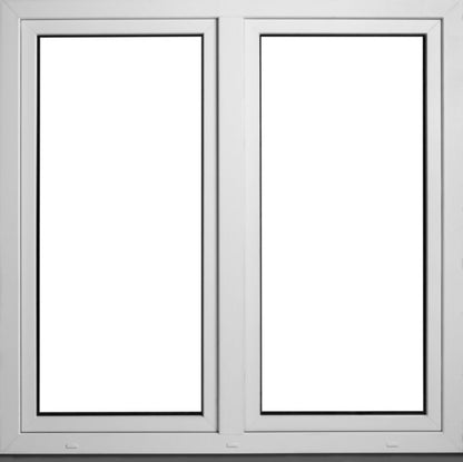PCV-vindue med to åbningstyper og dobbeltrude 1465 x 1435 mm symmetrisk hvidt