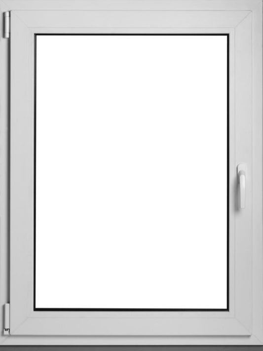 Hvid PVC-vindue med to lag glas, vippe- og drejefunktion, 865 x 1135 mm, venstre