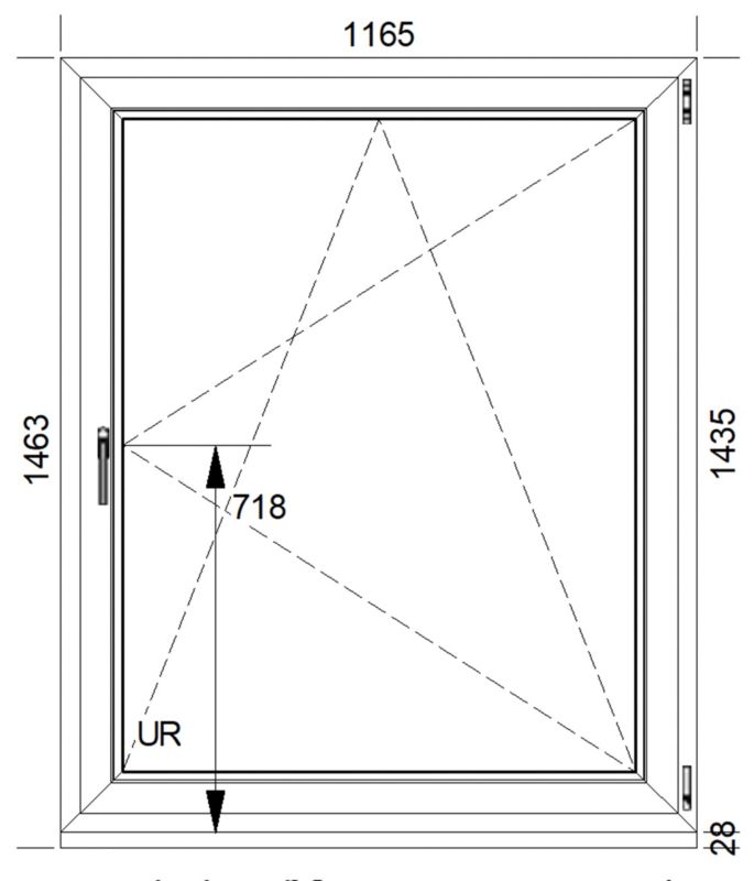 PVC-vindue med dreje- og kipfunktion 1165 x 1435 mm højrehængt hvid