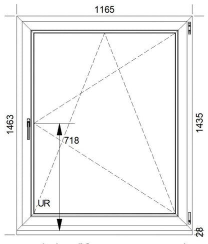 PVC-vindue med dreje- og kipfunktion 1165 x 1435 mm højrehængt hvid