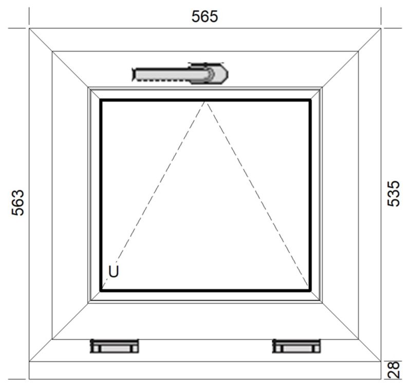 PVC-vindue med to-lags glas, vippefunktion, 565 x 535 mm, hvid