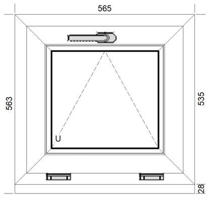 PVC-vindue med to-lags glas, vippefunktion, 565 x 535 mm, hvid