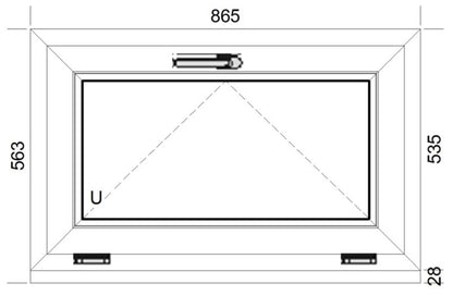 PVC-vindue med kipfunktion og tredobbelt glas 865 x 535 mm hvid