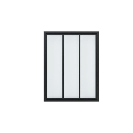 Fast vindue GoodHome 3-panel sort industrialdesign