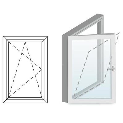 Vindue PVC O4 2-lags 56,5x83,5 cm Hvid Venstre