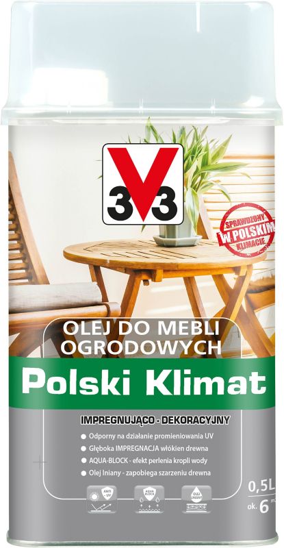 V33 klar olie til havemøbler 0,5 l