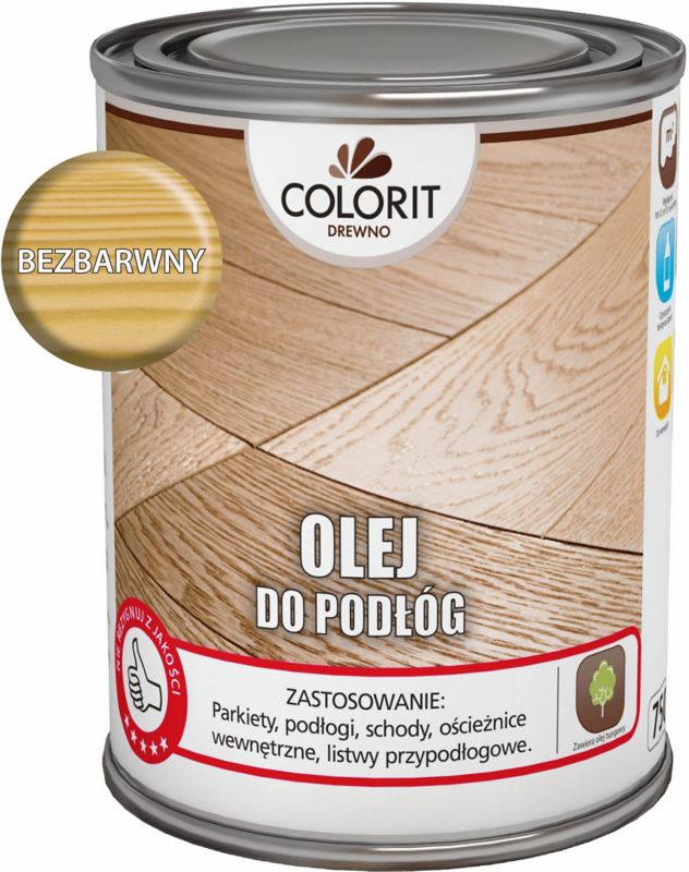Colorit træolie til gulve, klar, 0,75 l