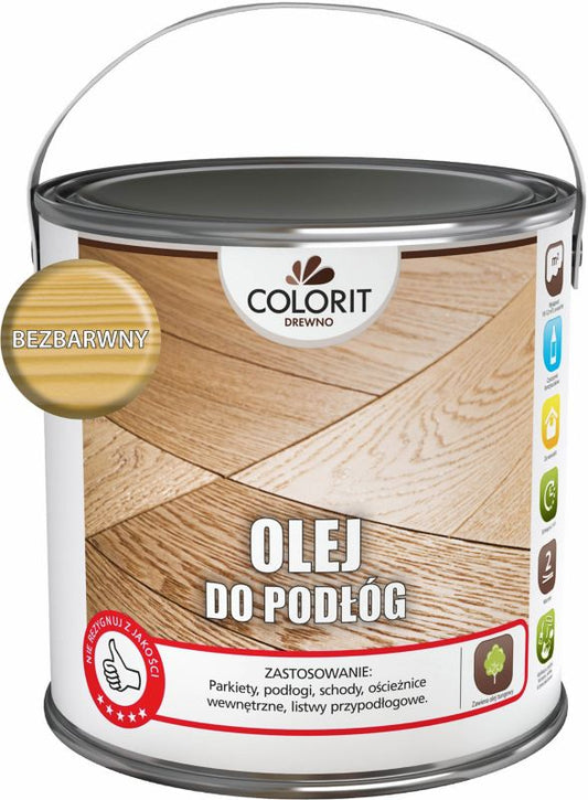 Colorit træolie til gulve, klar, 2,5 l