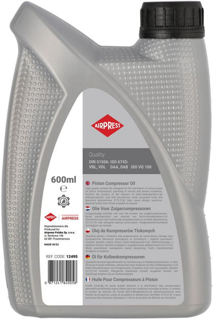 Airpress stempelkompressorolie 600 ml
