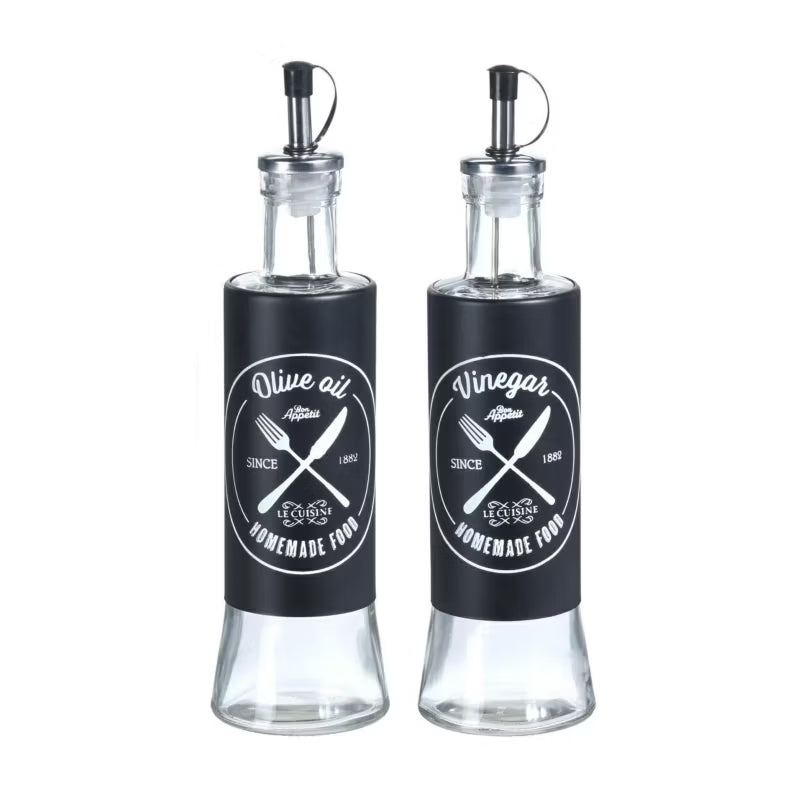 Olie- og Eddigeflasker 2x300 ml 24 cm Sort Glas