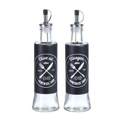Olie- og Eddigeflasker 2x300 ml 24 cm Sort Glas