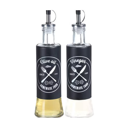 Olie- og Eddigeflasker 2x300 ml 24 cm Sort Glas