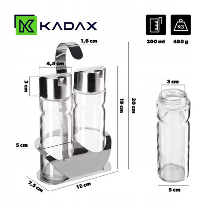 Olie- og Eddikesæt 2x100 ml Glas med Holder
