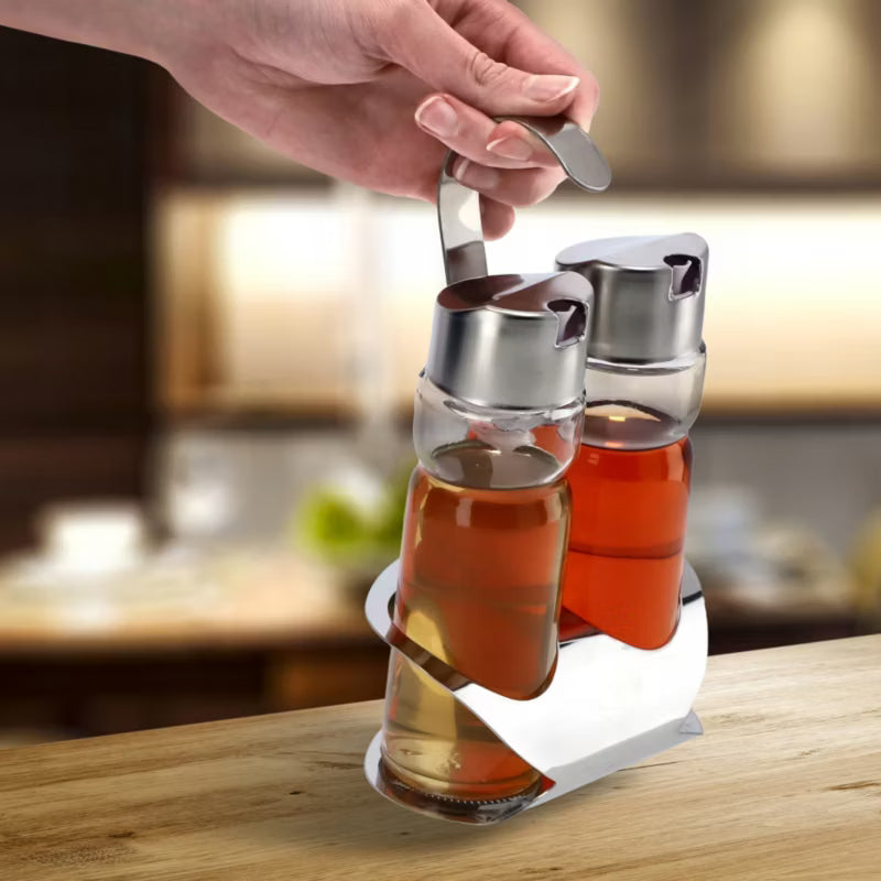 Olie- og Eddikesæt 2x100 ml Glas med Holder