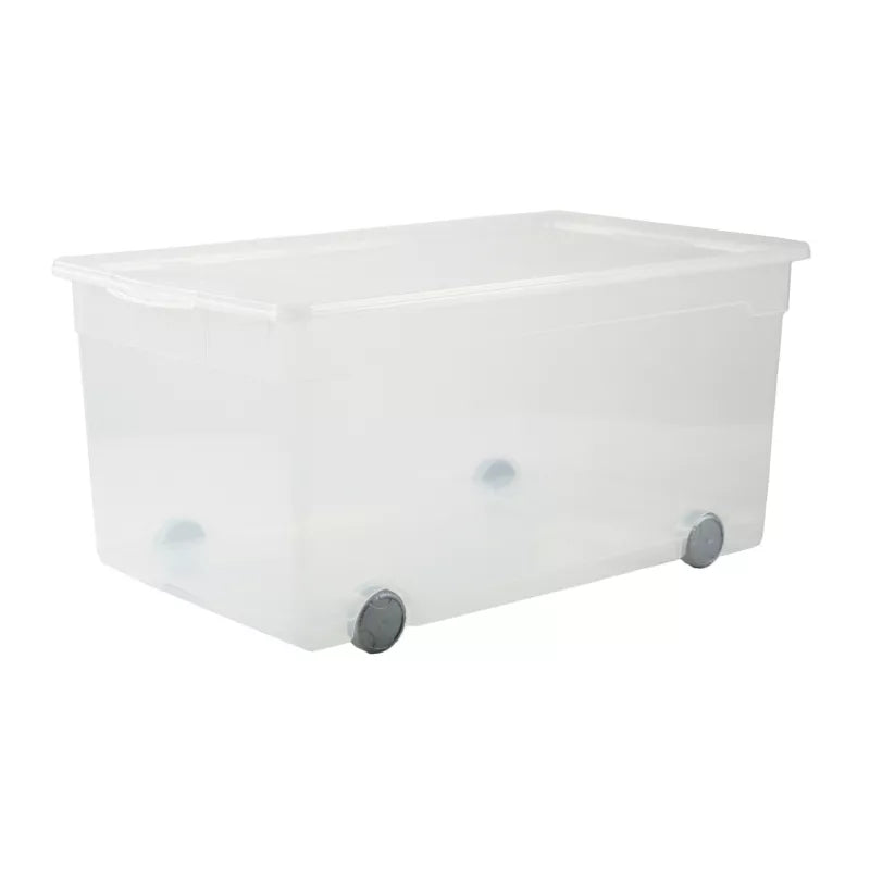 Opbevaringsboks med Hjul 63 Liter Transparent