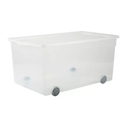 Opbevaringsboks med Hjul 63 Liter Transparent