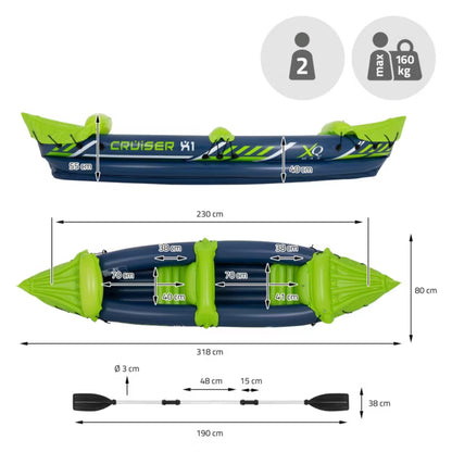 Oppustelig Kajak Cruiser X1 2-Personer 325x81 cm Grøn