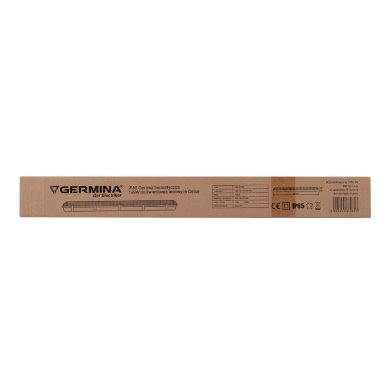 Hermetisk armatur Germina 1x9W til LED-rør, 1 stk.
