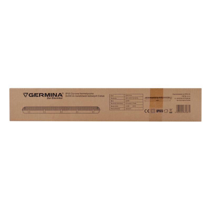 Hermetisk armatur GERMINA 2x9W til LED-rør, 1 stk.