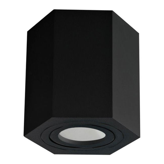 Polux Hexagon overflademonteret lampe 1 x 10 W GU10 mat-sort