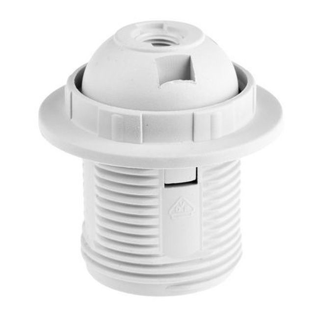 Fatning E27 E19-E27-PW02 med Ring Hvid