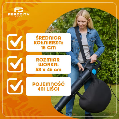 Opsamlerpose til Løvsuger 40 Liter 15 cm Sort