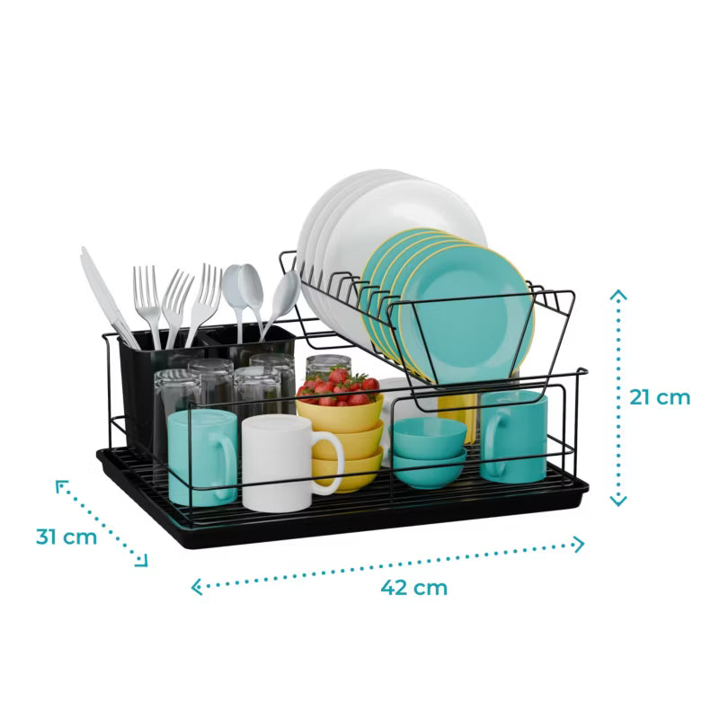 Opvaskestativ 2 Niveauer 42x31x21 cm Sort
