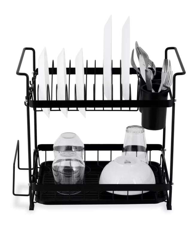 Opvaskestativ 2 Niveauer 44x31 cm Sort MS-602