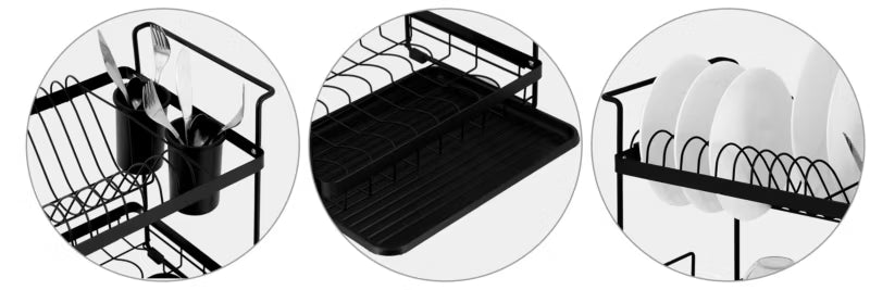 Opvaskestativ 2 Niveauer 44x31 cm Sort MS-602