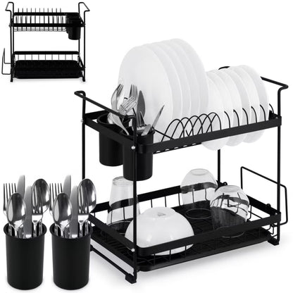 Opvaskestativ 2 Niveauer 44x31 cm Sort MS-602