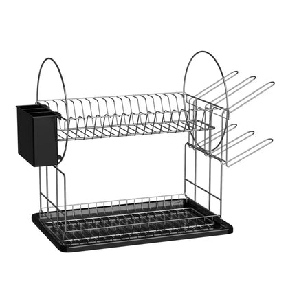 Opvaskestativ 2 Niveauer OK01 Krom Sort
