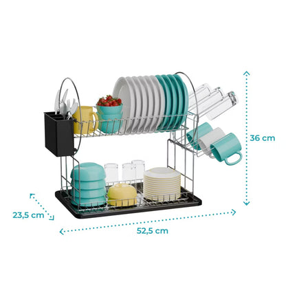 Opvaskestativ 2 Niveauer OK01 Krom Sort