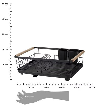 Opvaskestativ 44x32 cm Sort Metal med Afløb