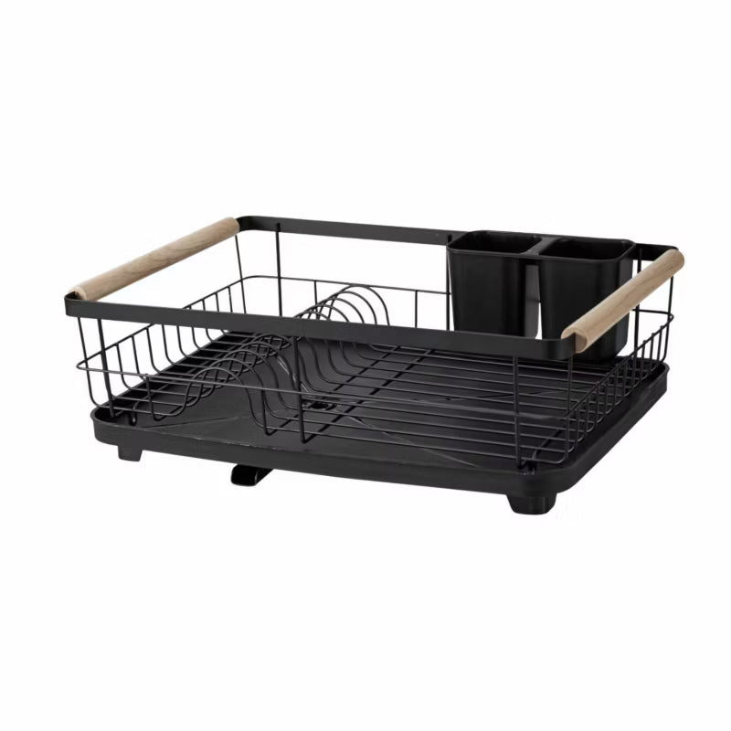 Opvaskestativ 44x32 cm Sort Metal med Afløb