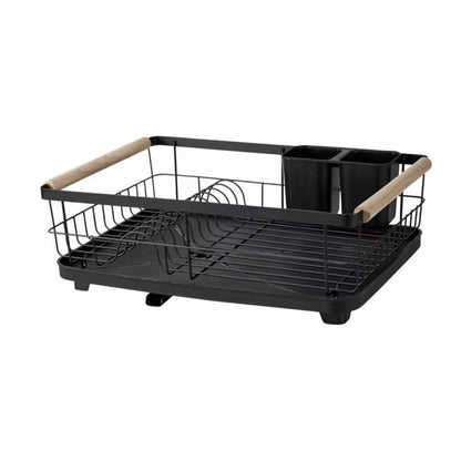 Opvaskestativ 44x32 cm Sort Metal med Afløb