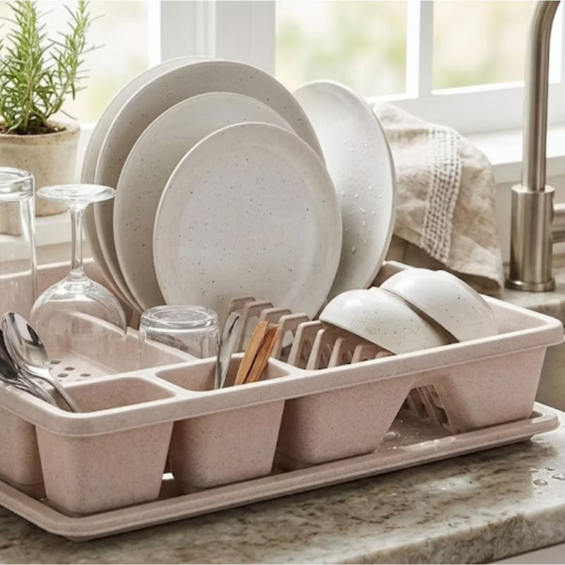 Opvaskestativ 45x38 cm Beige med Dryppebakke