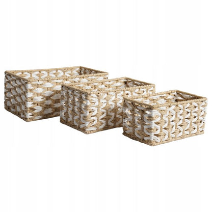 Opbevaringskurv Sæt 3 stk. Beige Papirsnor 28x16x12 cm