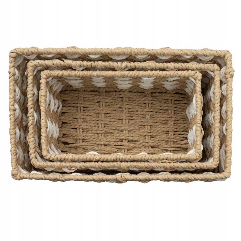 Opbevaringskurv Sæt 3 stk. Beige Papirsnor 28x16x12 cm