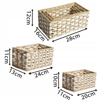 Opbevaringskurv Sæt 3 stk. Beige Papirsnor 28x16x12 cm