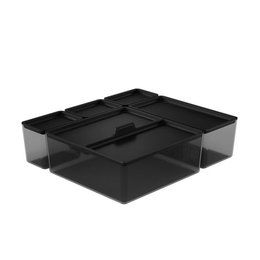 GoodHome Levanna organizer med låg, grå, 5 stk.