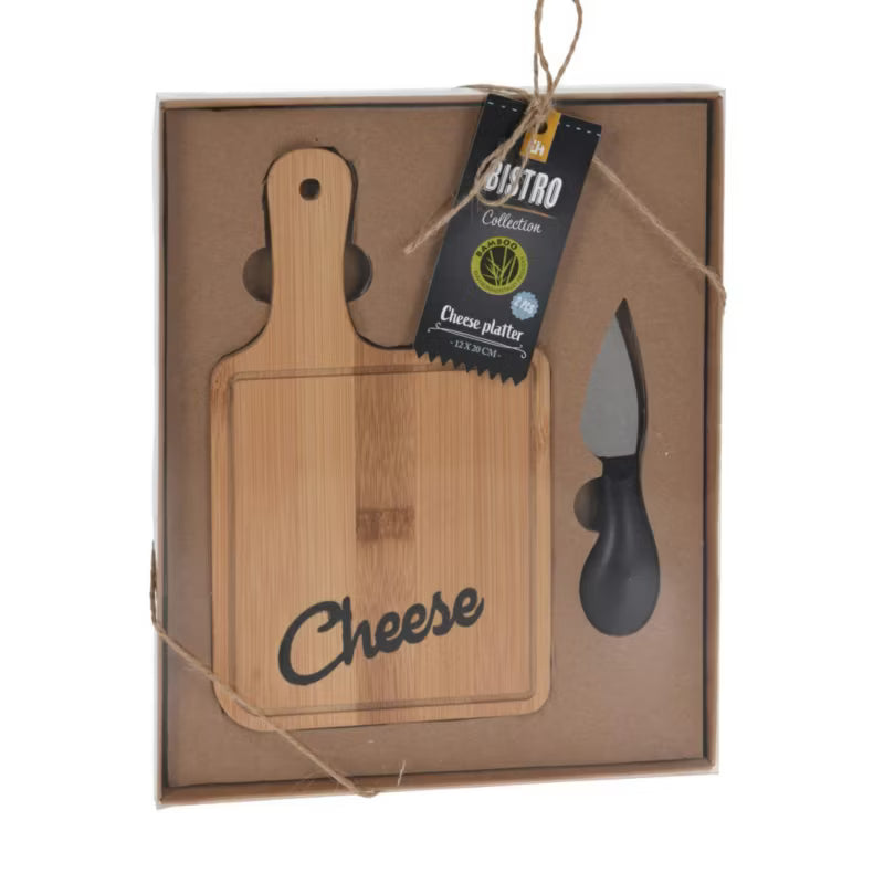 Ostebord 20x12 cm Bambus med Kniv
