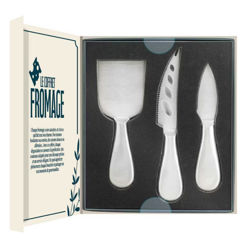 Osteknivesæt Rustfrit Stål Sølv i Gaveæske